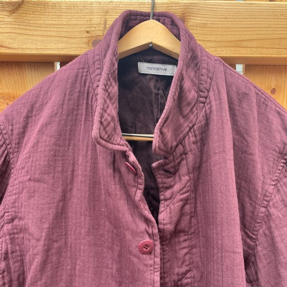 Chore Herringbone 100% Cotton Raspberry Long "Tourist Jacket" Size 4 M/L puffer - Picture 3 of 13